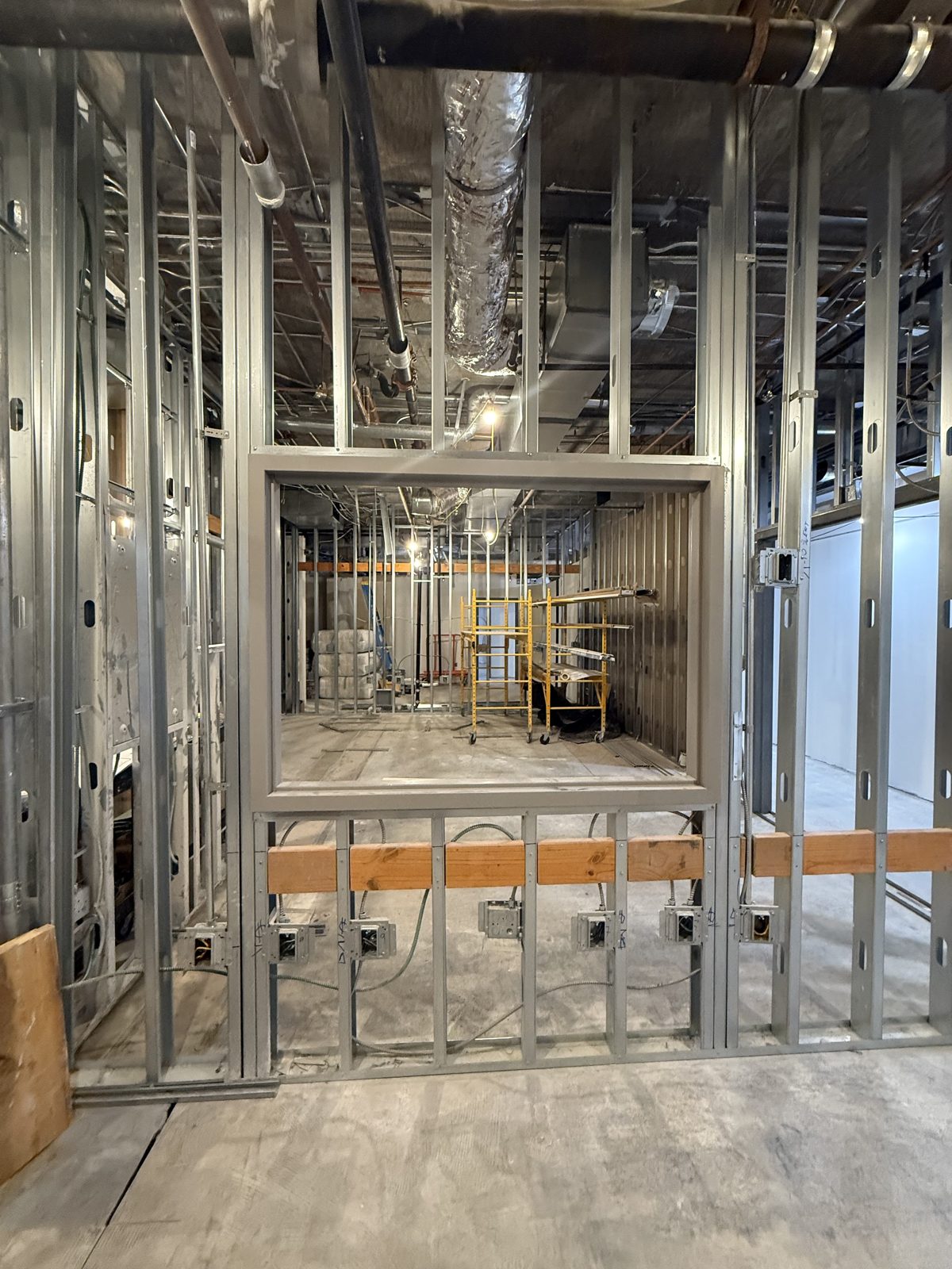 CT suite framing with shielded control-room window