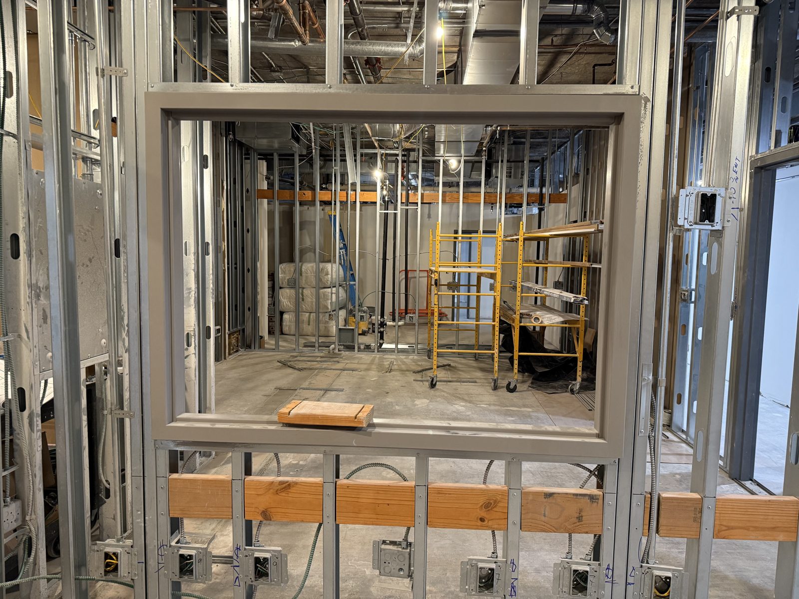 Shielded control-room window and scan room framing